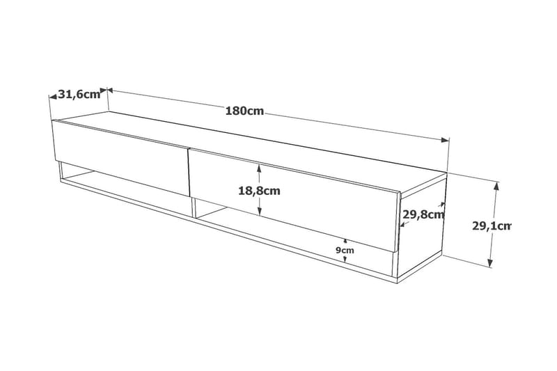 TV-Bord 180 cm 2 Hylder - Hvid / natur - Møbler - TV borde & mediemøbler - TV-borde