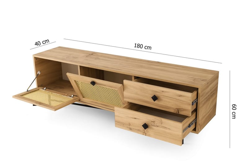 Tv-bord 180 cm Eg/ Sort - Møbler - TV borde & mediemøbler - TV-borde