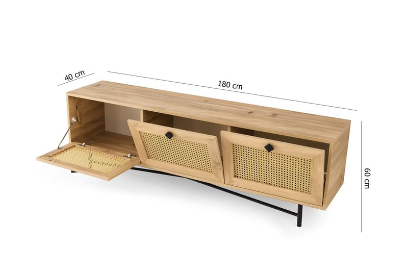 Tv-bord 180 cm Eg/ Sort - Møbler - TV borde & mediemøbler - TV-borde