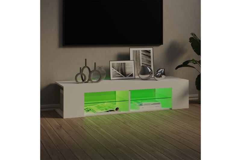 tv-bord med LED-lamper 135x39x30 cm hvid - Hvid - Møbler - TV borde & mediemøbler - TV-borde