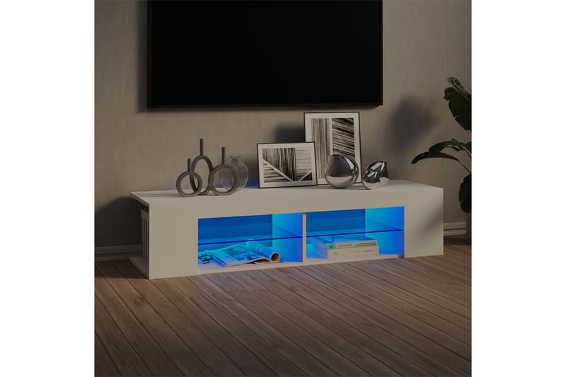 tv-bord med LED-lamper 135x39x30 cm hvid - Hvid - Møbler - TV borde & mediemøbler - TV-borde