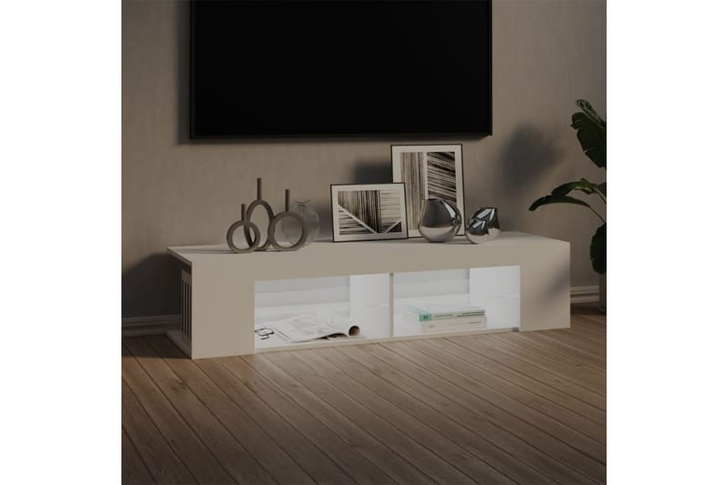 tv-bord med LED-lamper 135x39x30 cm hvid - Hvid - Møbler - TV borde & mediemøbler - TV-borde