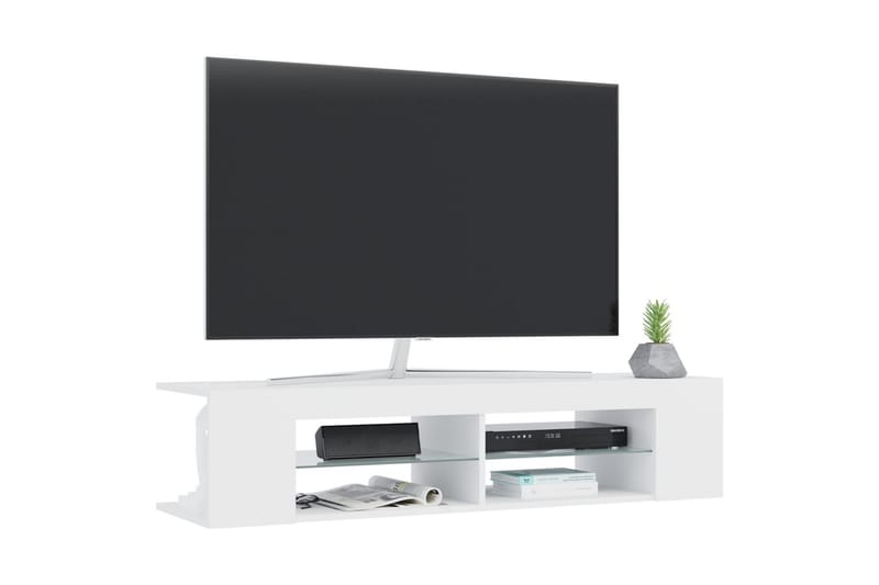 tv-bord med LED-lamper 135x39x30 cm hvid - Hvid - Møbler - TV borde & mediemøbler - TV-borde