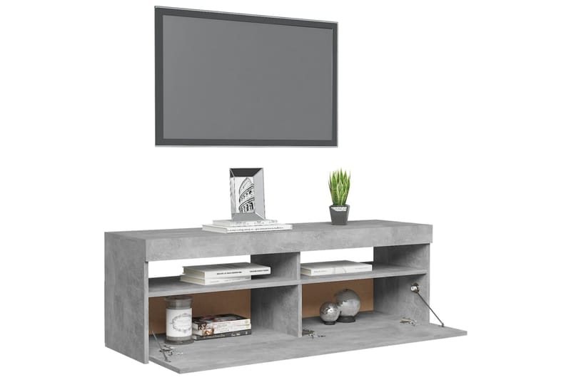 tv-bord med LED-lys 120x35x40 cm betongrå - Grå - Møbler - TV borde & mediemøbler - TV-borde