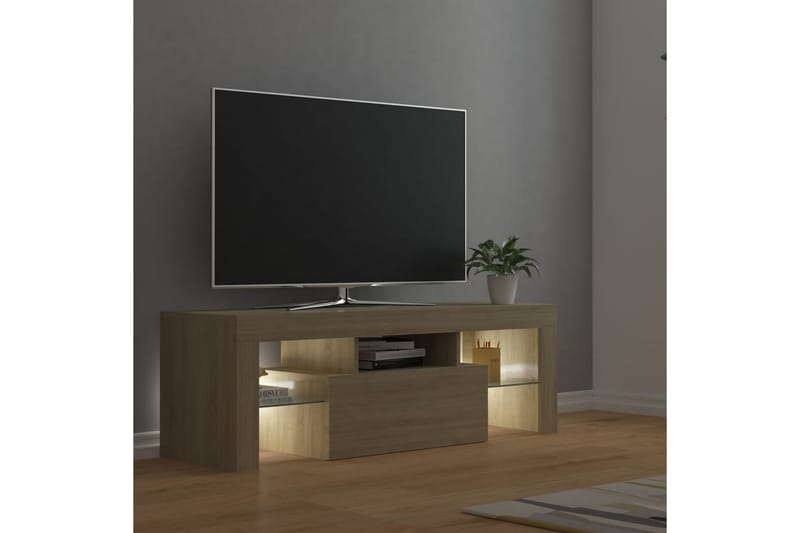 tv-bord med LED-lys 120x35x40 cm sonoma-eg - Brun - Møbler - TV borde & mediemøbler - TV-borde