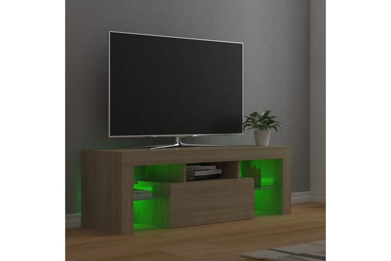 tv-bord med LED-lys 120x35x40 cm sonoma-eg - Brun - Møbler - TV borde & mediemøbler - TV-borde