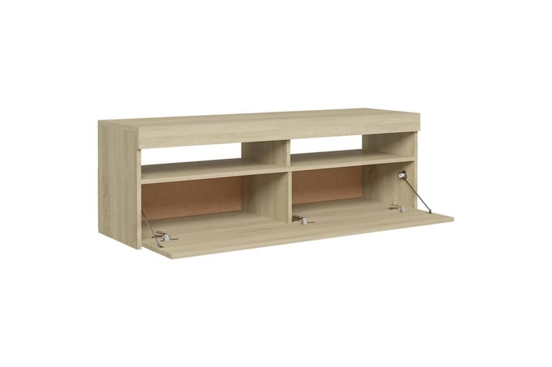 tv-bord med LED-lys 120x35x40 cm sonoma-eg - Brun - Møbler - TV borde & mediemøbler - TV-borde