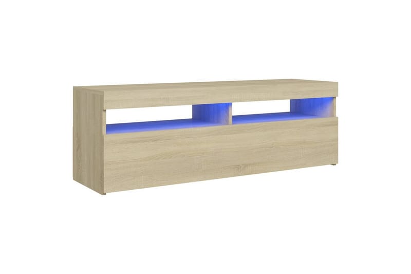 tv-bord med LED-lys 120x35x40 cm sonoma-eg - Brun - Møbler - TV borde & mediemøbler - TV-borde