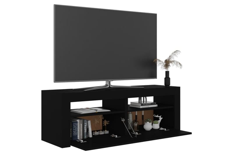 tv-bord med LED-lys 120x35x40 cm sort - Sort - Møbler - TV borde & mediemøbler - TV-borde