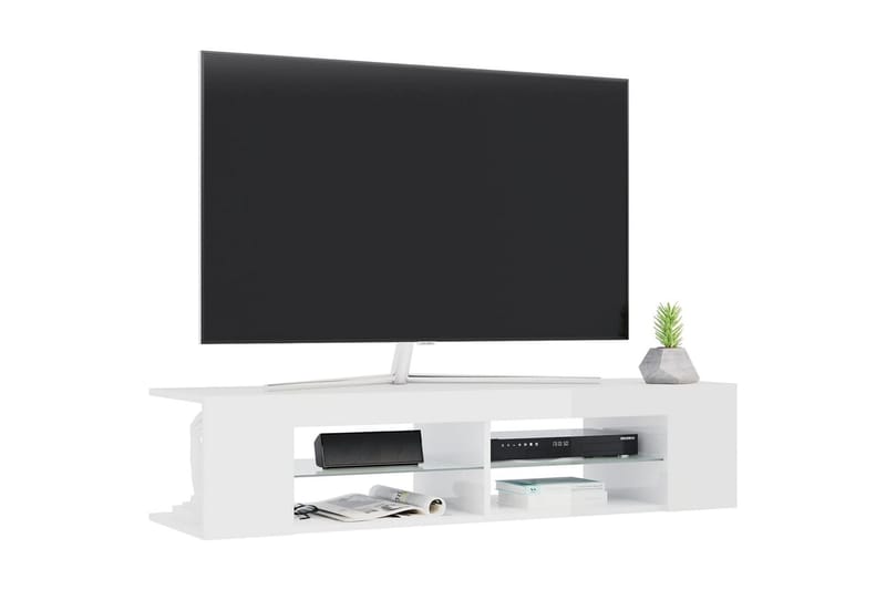 tv-bord med LED-lys 135x39x30 cm hvid højglans - Hvid - Møbler - TV borde & mediemøbler - TV-borde