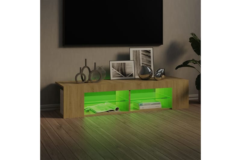 tv-bord med LED-lys 135x39x30 cm sonoma-eg - Brun - Møbler - TV borde & mediemøbler - TV-borde