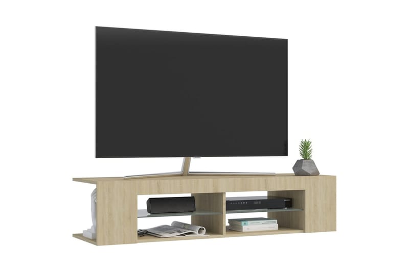 tv-bord med LED-lys 135x39x30 cm sonoma-eg - Brun - Møbler - TV borde & mediemøbler - TV-borde