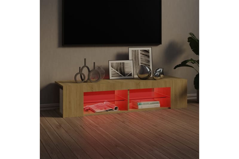 tv-bord med LED-lys 135x39x30 cm sonoma-eg - Brun - Møbler - TV borde & mediemøbler - TV-borde