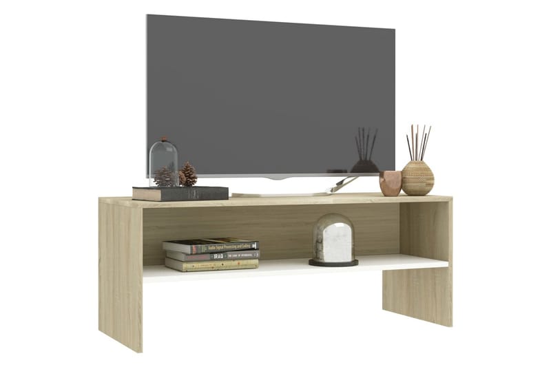 tv-skab 100 x 40 x 40 cm spånplade hvid sonoma-egetræsfarve - Møbler - TV borde & mediemøbler - TV-borde