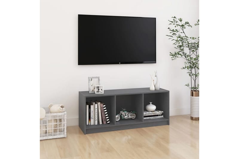 tv-skab 104x33x41 cm massivt fyrretræ grå - Grå - Møbler - TV borde & mediemøbler - TV-borde