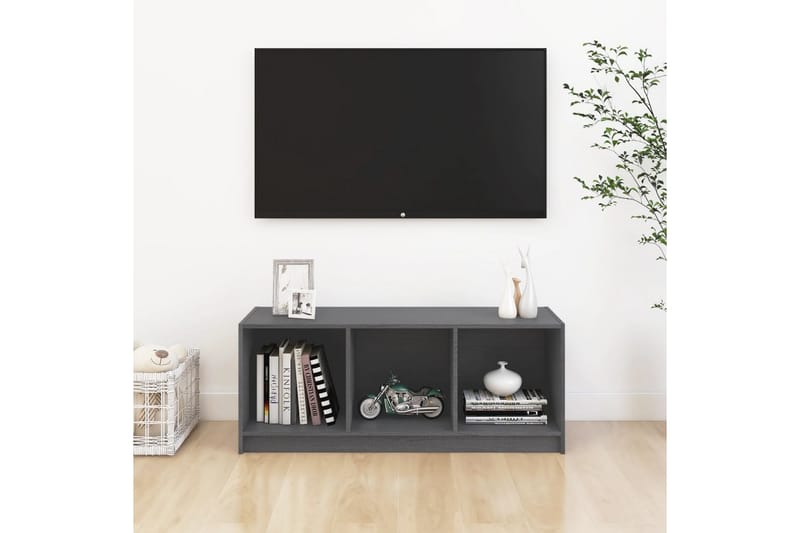 tv-skab 104x33x41 cm massivt fyrretræ grå - Grå - Møbler - TV borde & mediemøbler - TV-borde