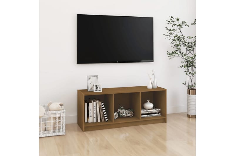 tv-skab 104x33x41 cm massivt fyrretræ gyldenbrun - Brun - Møbler - TV borde & mediemøbler - TV-borde