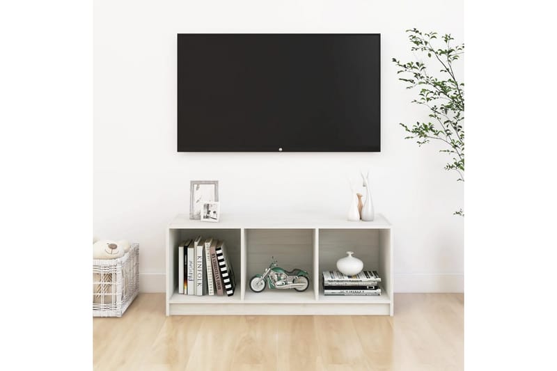 tv-skab 104x33x41 cm massivt fyrretræ hvid - Hvid - Møbler - TV borde & mediemøbler - TV-borde