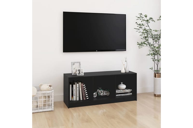 tv-skab 104x33x41 cm massivt fyrretræ sort - Sort - Møbler - TV borde & mediemøbler - TV-borde