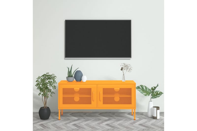 tv-skab 105x35x50 cm stål Sennepsgul - Gul - Møbler - TV borde & mediemøbler - TV-borde