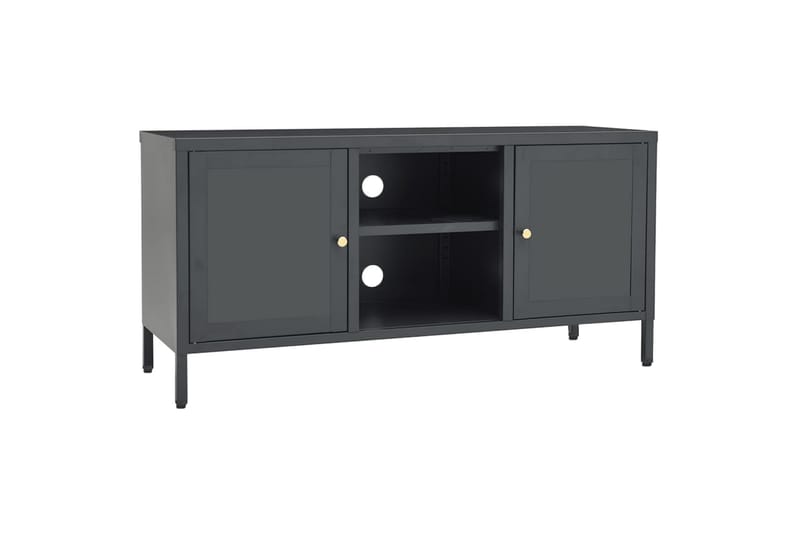 tv-skab 105x35x52 cm stål og glas antracitgrå - Antracit - Møbler - TV borde & mediemøbler - TV-borde