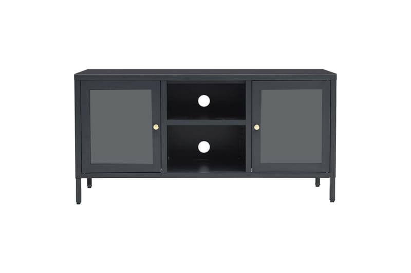 tv-skab 105x35x52 cm stål og glas antracitgrå - Antracit - Møbler - TV borde & mediemøbler - TV-borde