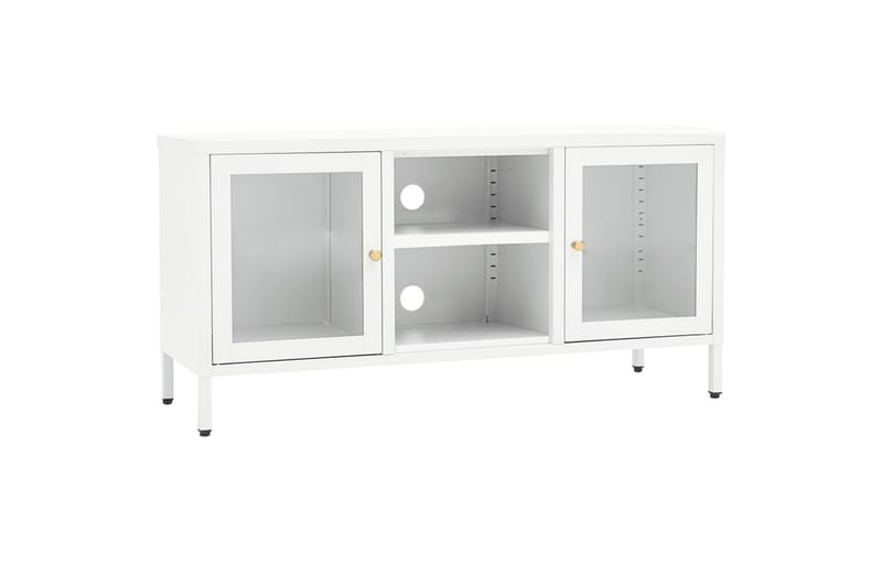 tv-skab 105x35x52 cm stål og glas hvid - Hvid - Møbler - TV borde & mediemøbler - TV-borde