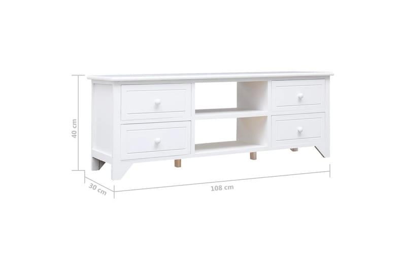 tv-skab 108x30x40 cm massivt kejsertræ hvid - Hvid - Møbler - TV borde & mediemøbler - TV-borde