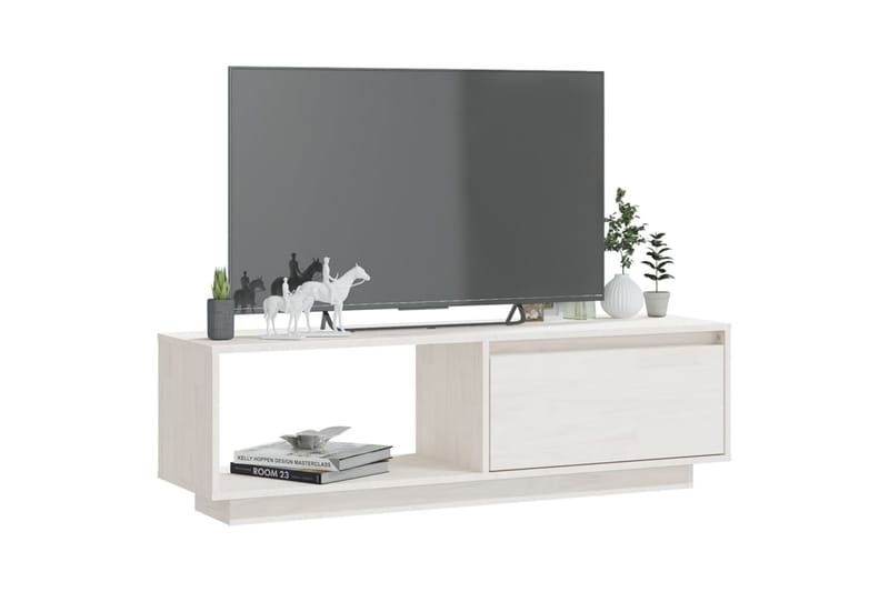 tv-skab 110x30x33,5 cm massivt fyrretræ hvid - Hvid - Møbler - TV borde & mediemøbler - TV-borde