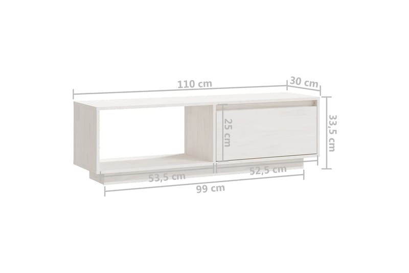 tv-skab 110x30x33,5 cm massivt fyrretræ hvid - Hvid - Møbler - TV borde & mediemøbler - TV-borde