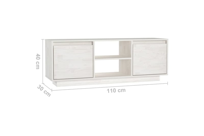 tv-skab 110x30x40 cm massivt fyrretræ hvid - Hvid - Møbler - TV borde & mediemøbler - TV-borde