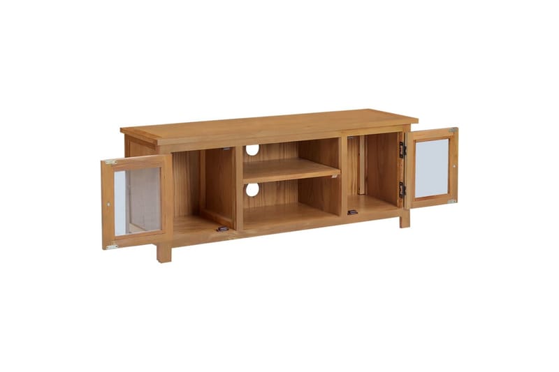 tv-skab 110x35x44 cm massivt egetræ - Brun - Møbler - TV borde & mediemøbler - TV-borde