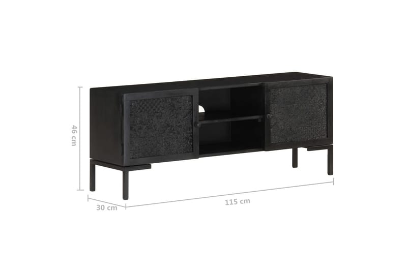 tv-skab 115x30x46 cm massivt mangotræ sort - Sort - Møbler - TV borde & mediemøbler - TV-borde