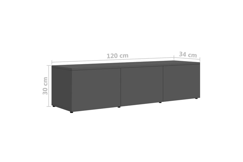 Tv-Skab 120X34X30 cm Spånplade Grå Höjglans - Møbler - TV borde & mediemøbler - TV-borde