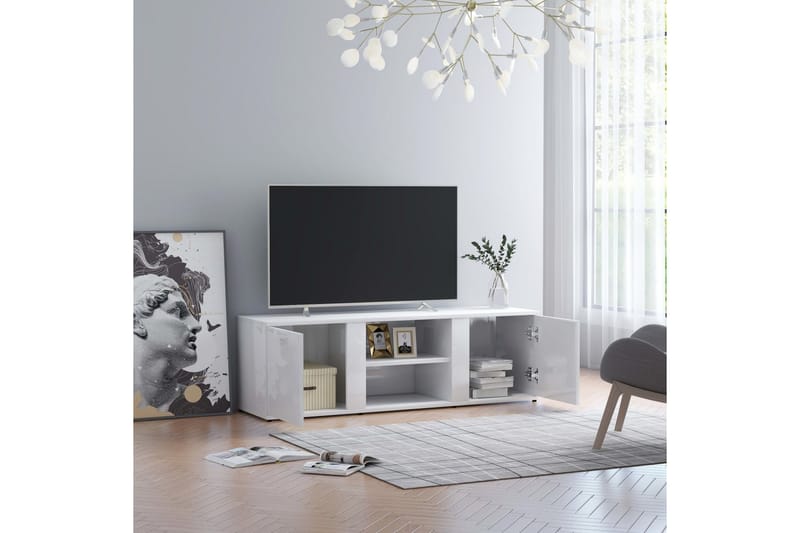 Tv-Skab 120x34x37 cm Spånplade Hvid Højglans - Hvid - Møbler - TV borde & mediemøbler - TV-borde