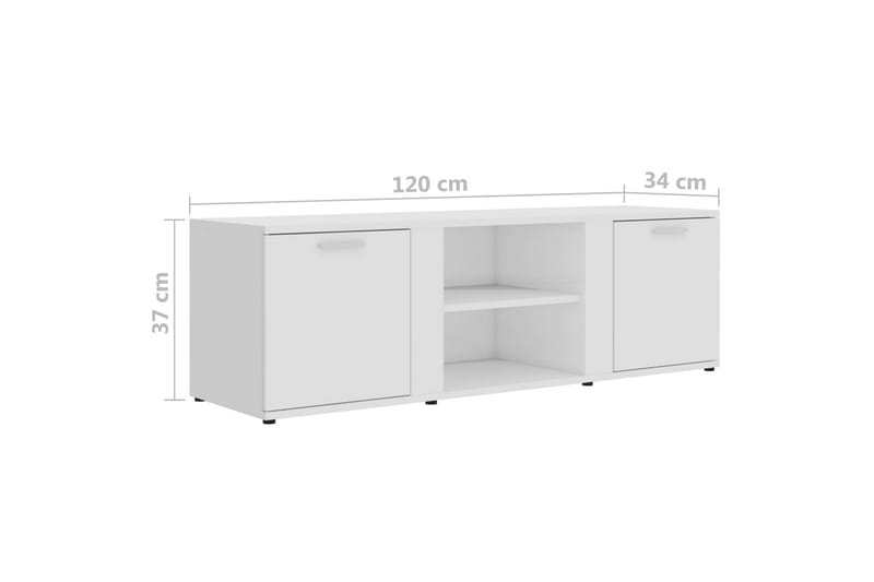 Tv-Skab 120x34x37 cm Spånplade Hvid Højglans - Hvid - Møbler - TV borde & mediemøbler - TV-borde