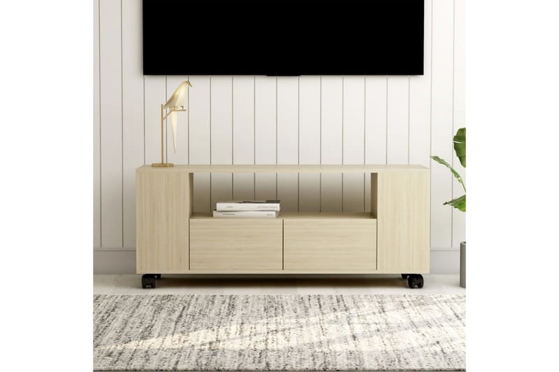 Tv-Skab 120x35x43 cm Spånplade Sonoma-Egetræsfarve - Brun - TV-borde