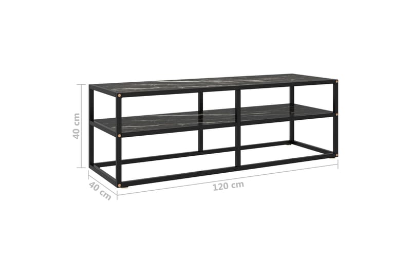 Tv-Skab 120x40x40 cm Marmorglas Sort - Sort - Møbler - TV borde & mediemøbler - TV-borde