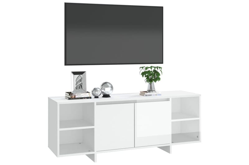 tv-skab 130x35x50 cm spånplade hvid højglans - Hvid - Møbler - TV borde & mediemøbler - TV-borde