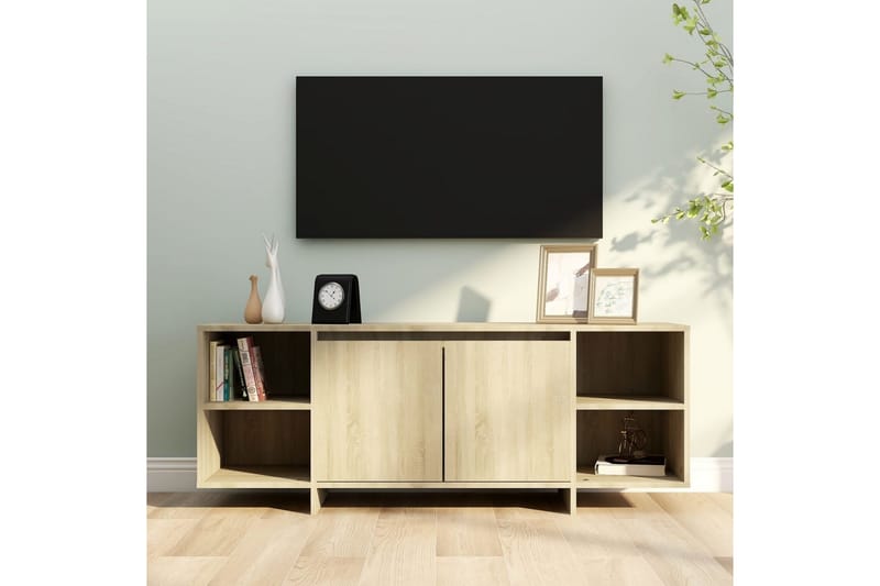 tv-skab 130x35x50 cm spånplade sonoma-eg - Beige - Møbler - TV borde & mediemøbler - TV-borde