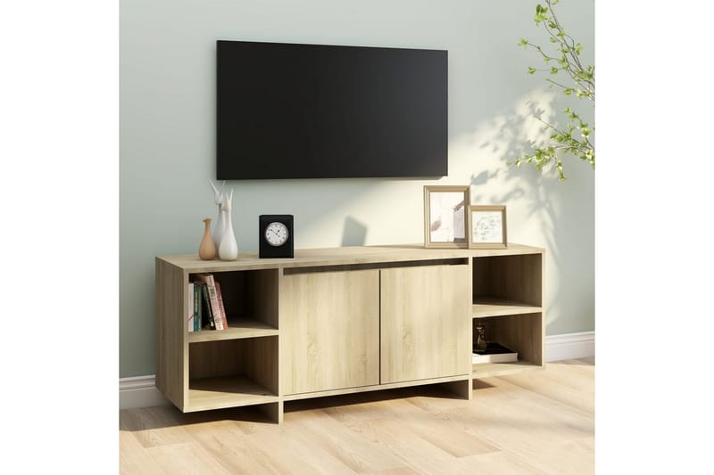 tv-skab 130x35x50 cm spånplade sonoma-eg - Beige - Møbler - TV borde & mediemøbler - TV-borde