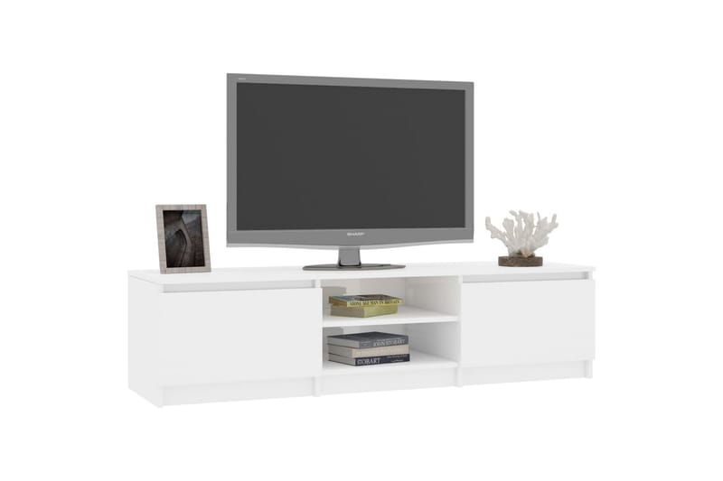 Tv-Skab 140 X 40 X 35,5 Cm Spånplade Hvid Højglans - Hvid - Møbler - TV borde & mediemøbler - TV-borde