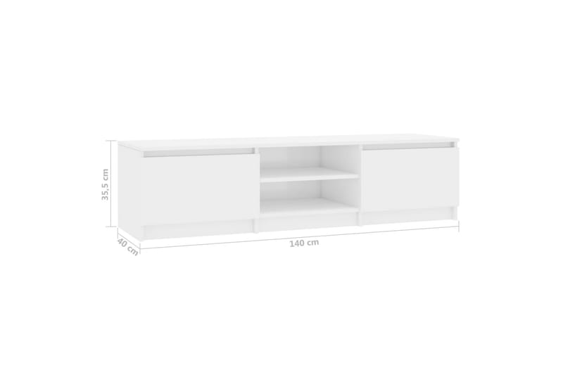 Tv-Skab 140 X 40 X 35,5 Cm Spånplade Hvid Højglans - Hvid - Møbler - TV borde & mediemøbler - TV-borde