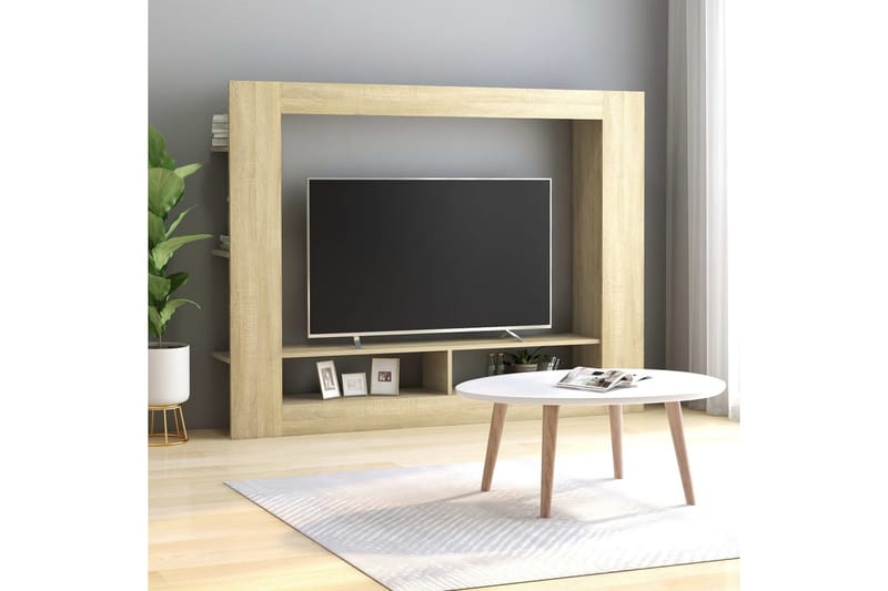 tv-skab 152 x 22 x 113 cm spånplade sonoma-eg - Brun - Møbler - TV borde & mediemøbler - TV-borde