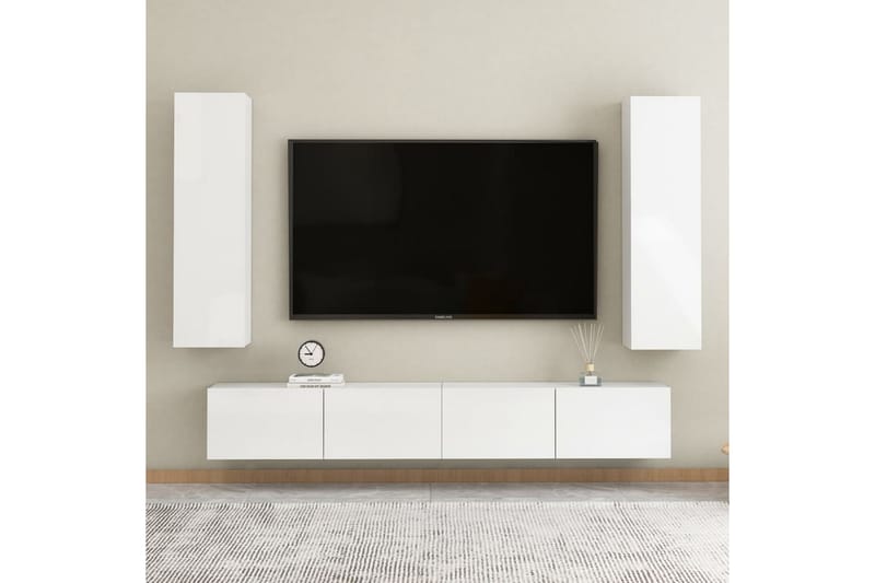 tv-skab 30,5x30x110 cm spånplade hvid højglans - Hvid - Møbler - TV borde & mediemøbler - TV-borde