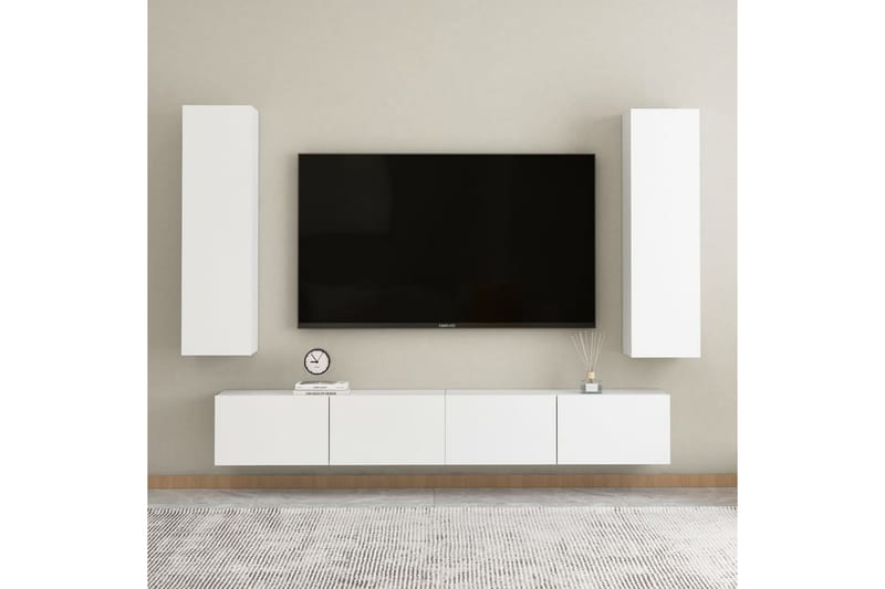 tv-skab 30,5x30x110 cm spånplade hvid - Hvid - Møbler - TV borde & mediemøbler - TV-borde