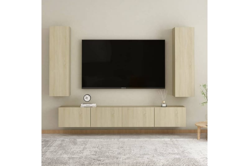 tv-skab 30,5x30x110 cm spånplade sonoma-eg - Brun - Møbler - TV borde & mediemøbler - TV-borde