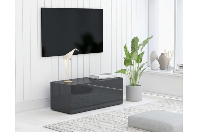 Tv-Skab 80X34X30 cm Spånplade Grå Höjglans - Møbler - TV borde & mediemøbler - TV-borde