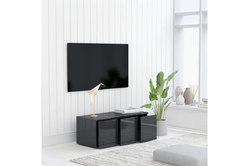 Tv-Skab 80X34X30 cm Spånplade Grå Höjglans - Møbler - TV borde & mediemøbler - TV-borde