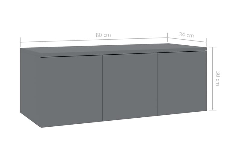 Tv-Skab 80X34X30 cm Spånplade Grå Höjglans - Møbler - TV borde & mediemøbler - TV-borde